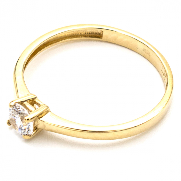Inel de logodnă din aur galben 14K cu piatră zirconia – model Harmony [3]