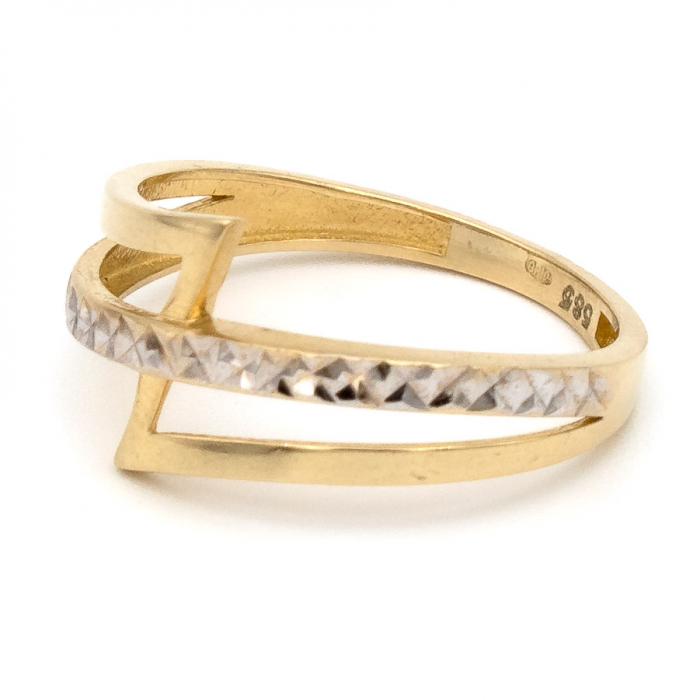 Inel în formă de Z din aur galben și alb 14K – GOLD PIC [5]