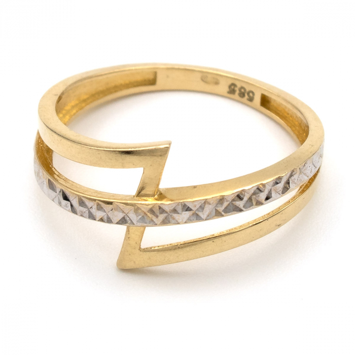 Inel în formă de Z din aur galben și alb 14K – GOLD PIC [4]