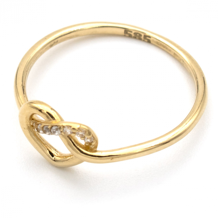 Inel inimă simplă și aur galben 14K – bijuterie cu emoție GOLD PIC [4]