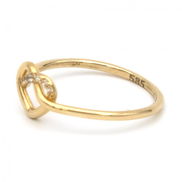 Inel inimă simplă și aur galben 14K – bijuterie cu emoție GOLD PIC [5]