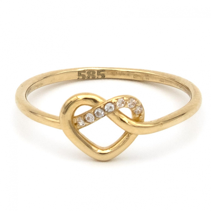 Inel inimă simplă și aur galben 14K – bijuterie cu emoție GOLD PIC [1]