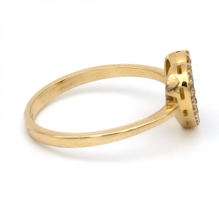 Inel din aur galben 14K cu inimă neagră zirconia – GOLD PIC [6]