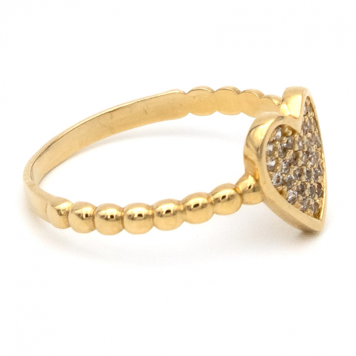 Inel cu inimă și bile din aur galben 14K – GOLD PIC [6]