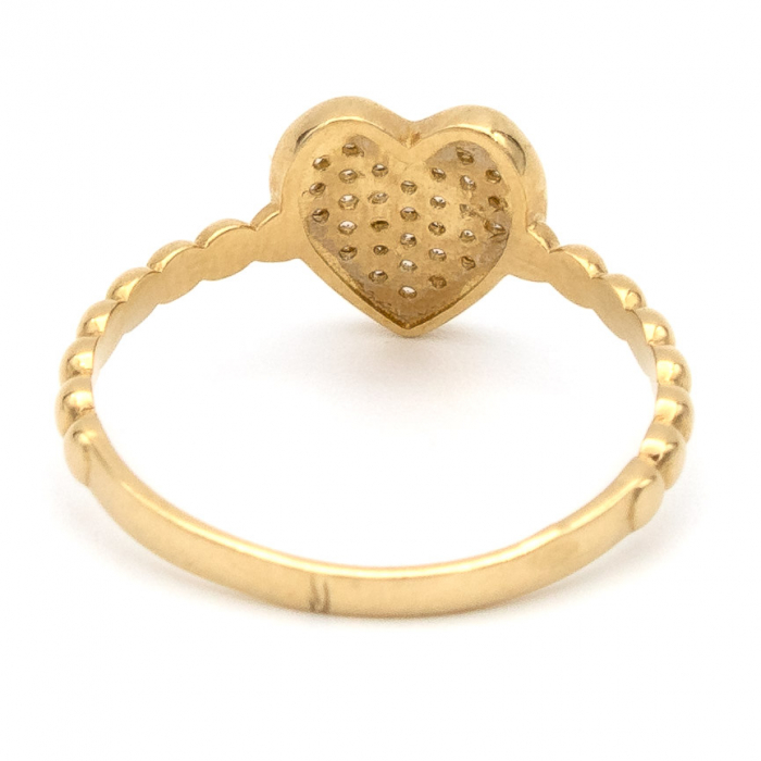 Inel cu inimă și bile din aur galben 14K – GOLD PIC [7]
