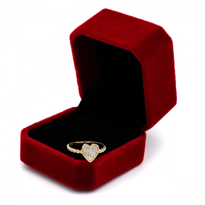 Inel cu inimă și bile din aur galben 14K – GOLD PIC [3]