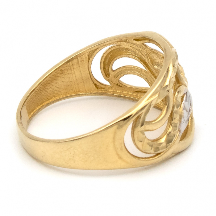 Inel cu inimioare impletite din aur galben și alb 14K – GOLD PIC [6]