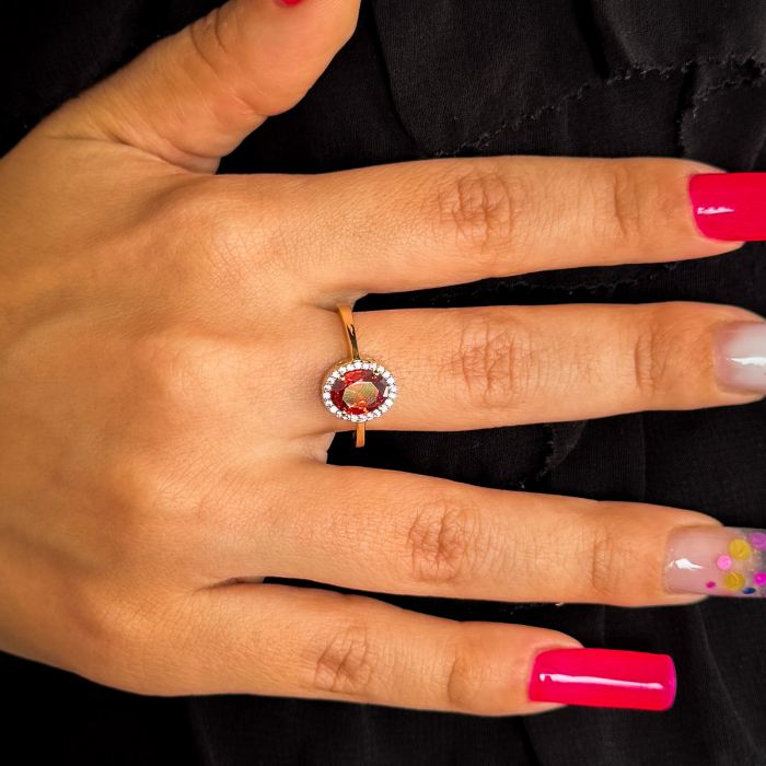 Inel Piatră Roșie din aur galben 14K – GOLD PIC [2]