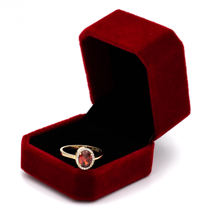 Inel Piatră Roșie din aur galben 14K – GOLD PIC [3]