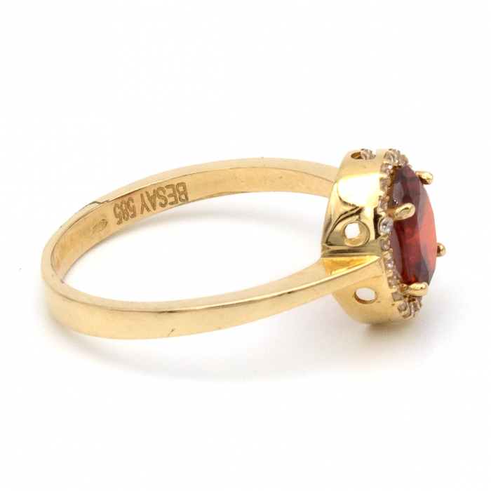 Inel Piatră Roșie din aur galben 14K – GOLD PIC [6]