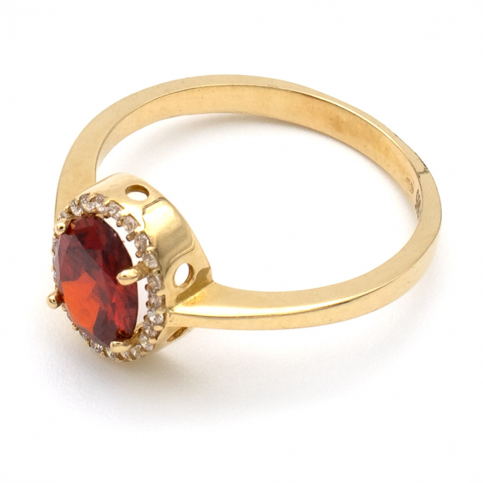Inel Piatră Roșie din aur galben 14K – GOLD PIC [4]