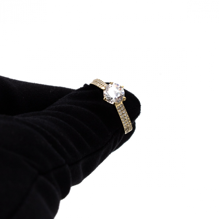 Inel din aur galben 14K Promise cu zirconii [7]