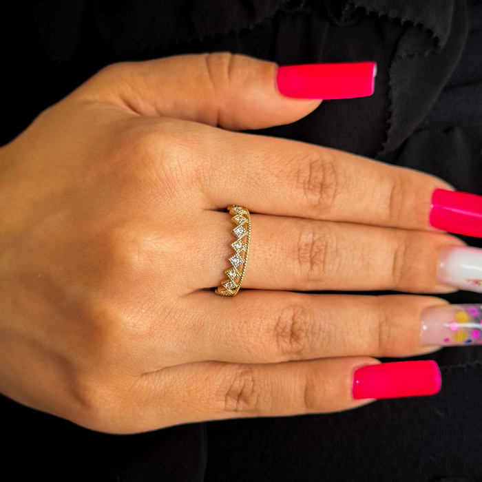 Inel aur galben 14K cu model din romburi – design geometric GOLD PIC [2]