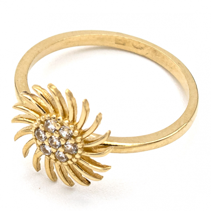 Inel Raze de Soare din aur galben 14K cu zirconia – GOLD PIC [4]