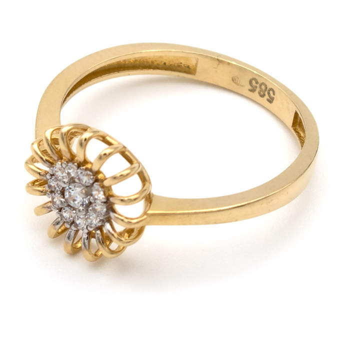 Inel Soare din aur galben 14K cu pietre zirconia – GOLD PIC [4]
