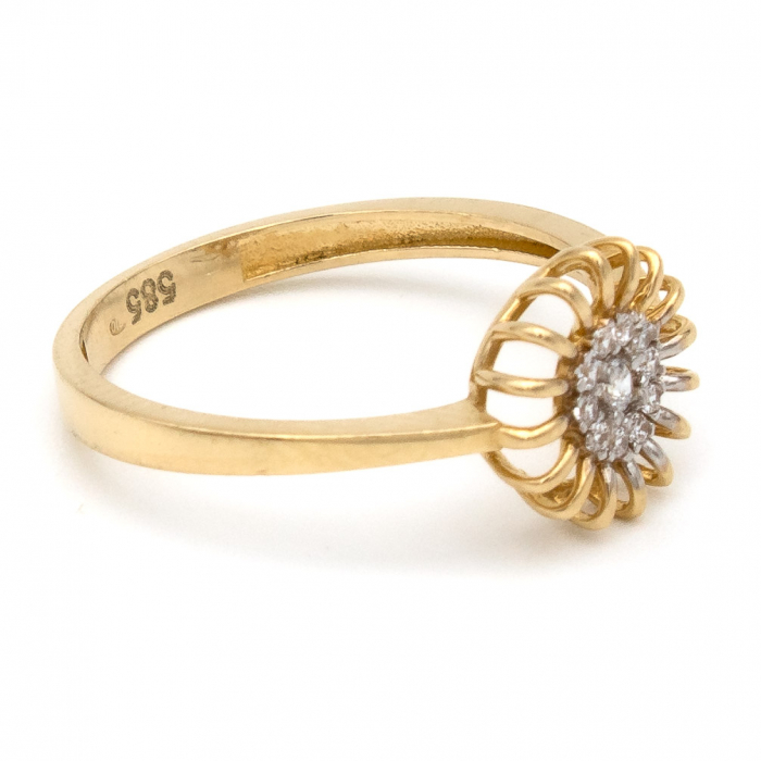 Inel Soare din aur galben 14K cu pietre zirconia – GOLD PIC [6]