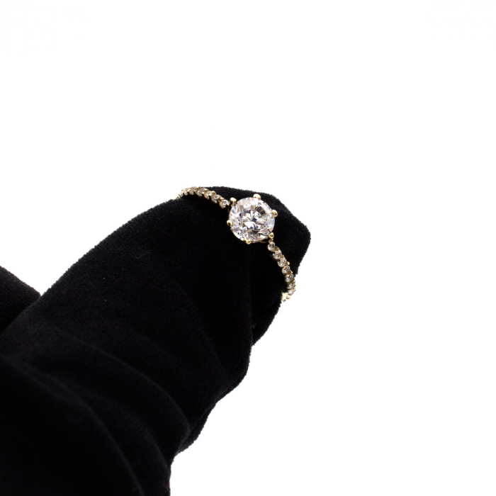 Inel Spark din aur galben 14K cu zirconii – inel de logodnă elegant [7]