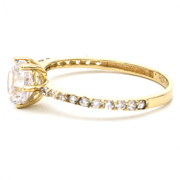 Inel Spark din aur galben 14K cu zirconii – inel de logodnă elegant [4]