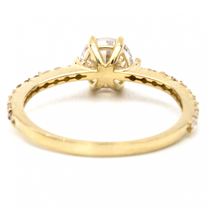 Inel Spark din aur galben 14K cu zirconii – inel de logodnă elegant [6]