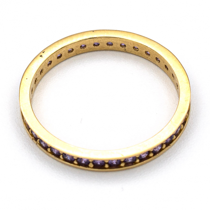 Inel aur galben 14K cu pietre mov zirconia – model Tennis [4]