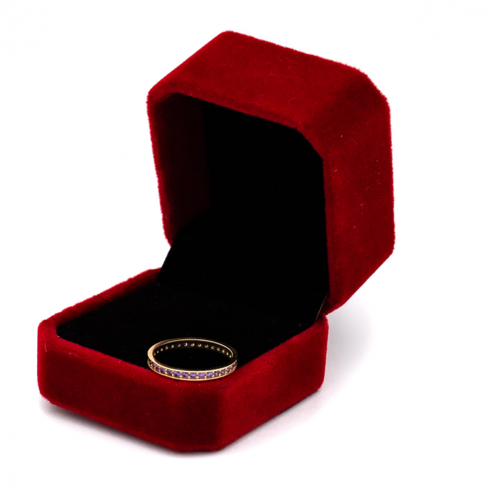 Inel aur galben 14K cu pietre mov zirconia – model Tennis [3]