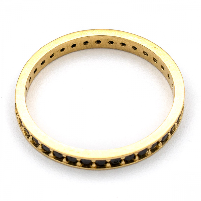 Inel aur galben 14K cu zirconia neagră – model Tennis [4]