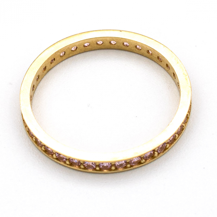Inel aur galben 14K cu zirconia roz – model Tennis [4]