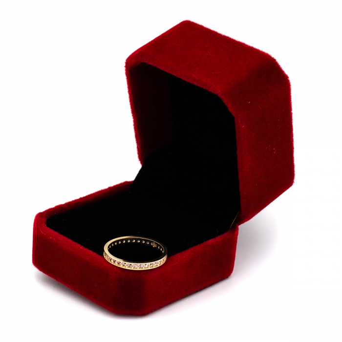 Inel aur galben 14K cu zirconia roz – model Tennis [3]
