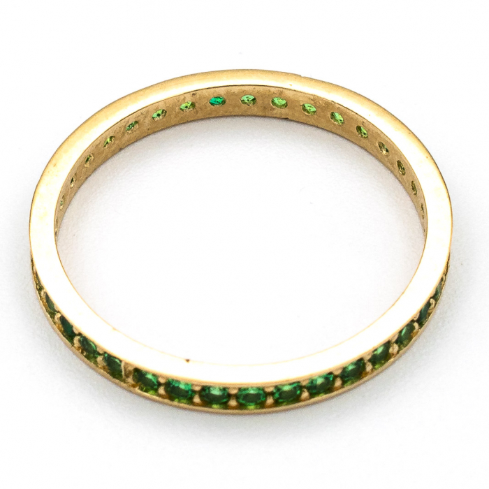 Inel aur galben 14K cu zirconia verde – model Tennis [4]