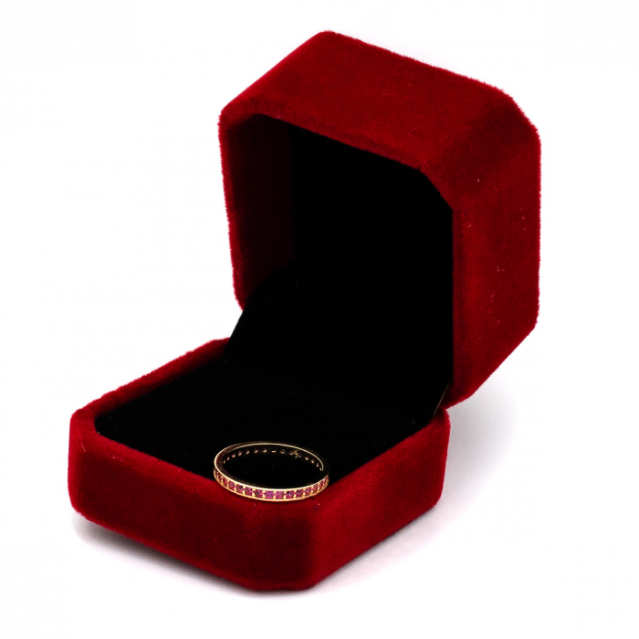 Inel aur galben 14K cu pietre zirconia vișinii – model Tennis [3]
