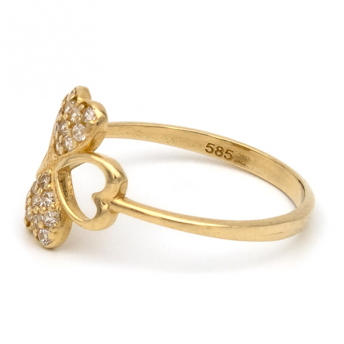 Inel trifoi norocos din aur galben 14K cu zirconia – GOLD PIC [5]