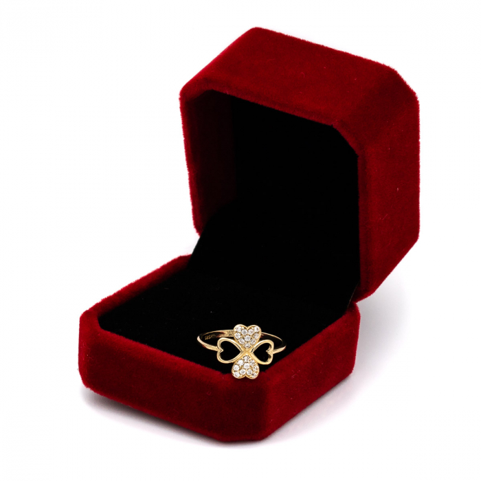 Inel trifoi norocos din aur galben 14K cu zirconia – GOLD PIC [3]