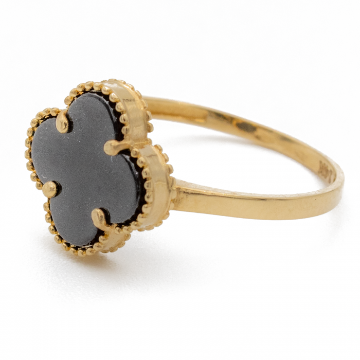 Inel Trifoi Negru Aur 14k [3]