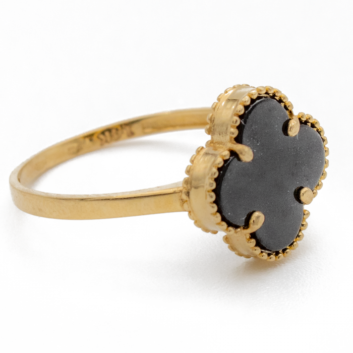 Inel Trifoi Negru Aur 14k [2]
