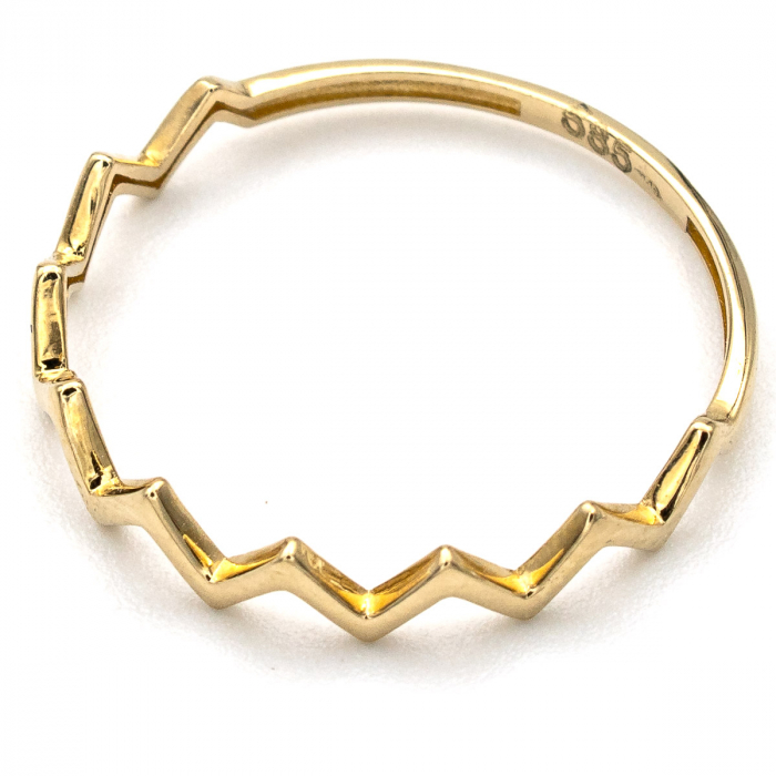Inel din aur galben 14K cu formă zig-zag – design modern GOLD PIC [4]