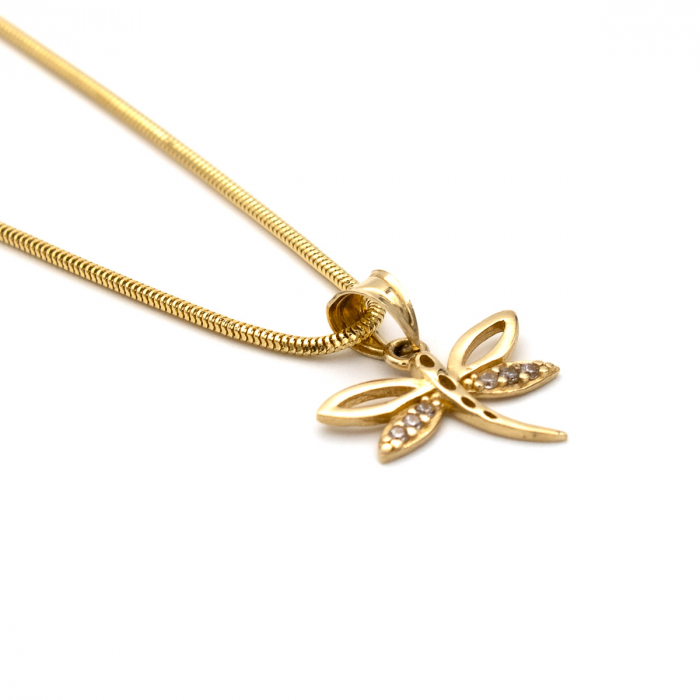 Pandantiv libelulă din aur galben 14K cu zirconii – model Zenfly [3]