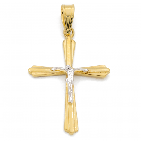 Pandantive - Cruce Iisus Aur 14k Linii Conturate