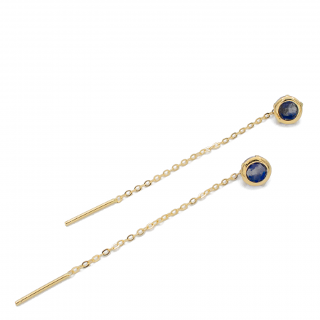 Cercei Piatra Albastra cu Lant Aur 14k