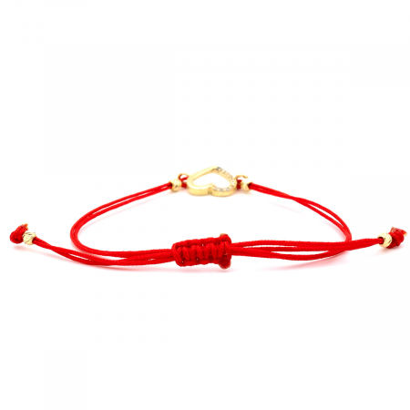 Brățară aur 14K cu inimă și șnur roșu – model Amore [6]