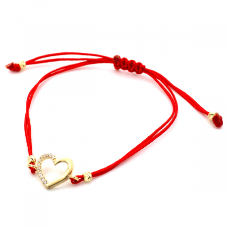 Brățară aur 14K cu inimă și șnur roșu – model Amore [2]