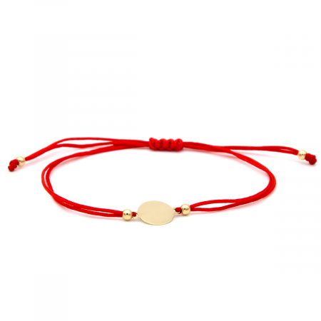Bratari - Brățară cu bănuț aur galben 14K și șnur roșu – model elegant