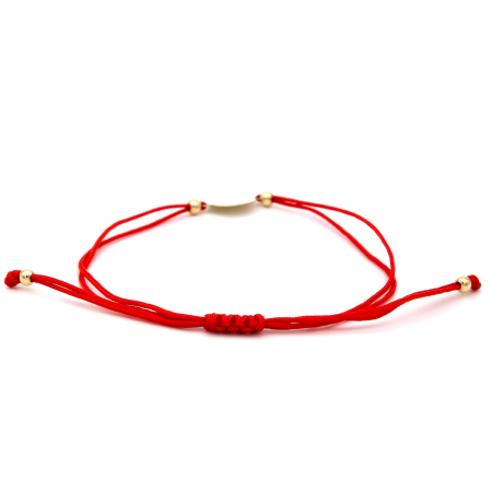Brățară cu bănuț aur galben 14K și șnur roșu – model elegant [7]
