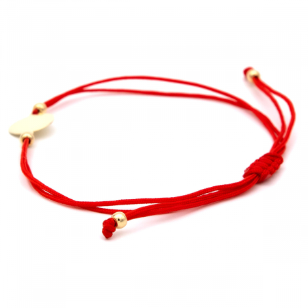 Brățară cu bănuț aur galben 14K și șnur roșu – model elegant [5]