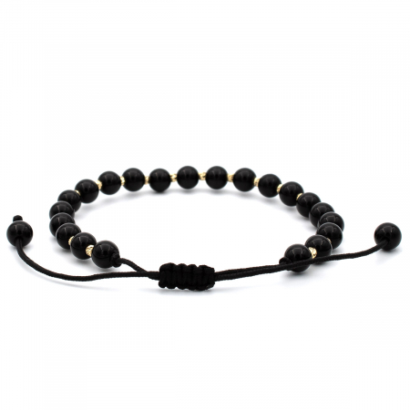 Brățară Blackstone din onix și aur 14K cu șnur negru ajustabil [6]
