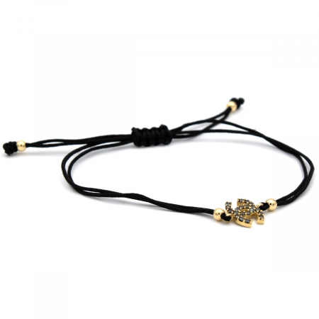 Brățară Royal Sign Aur 14K – șnur negru, unisex [6]