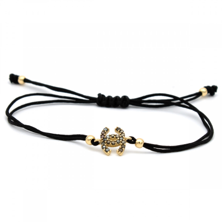 Bratari - Brățară Royal Sign Aur 14K – șnur negru, unisex