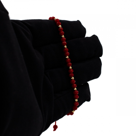 bratara snur rosu cherry cu bilute aur 14K galben [1]