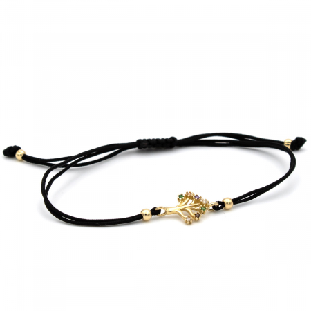 Brățară Copacul Vieții din aur 14K cu șnur negru [5]
