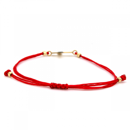 Brățară Soul din aur galben de 14K cu cruce și șnur roșu ajustabil [7]