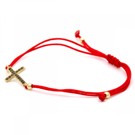 Brățară Hope din aur 14K cu cruce și șnur roșu – bijuterie unisex [6]